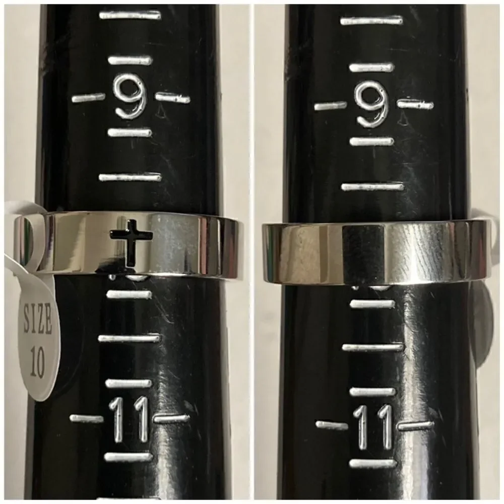 Men's Stainless Steel Black Easter Cross Ring